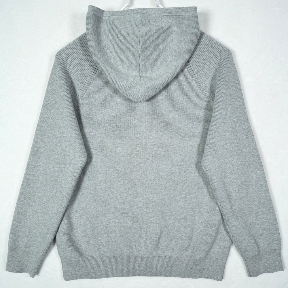 Collars & Co Mens Luxury Cotton Knit Hoodie Gray Raglan Pullover Sweater Size M - Picture 4 of 7